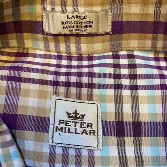 Peter Millar Golf Plaid Button Down Shirt Long Sleeve All Cotton Men Size Large - Picture 2 of 8